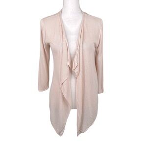August Silk Cream Open Knit Long Sleeve Cardigan Size Small